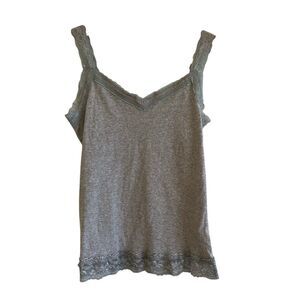 Eyeshadow Womens Lace Trim Cami Tank Top Size XL Gray Feminine Fairy Grunge